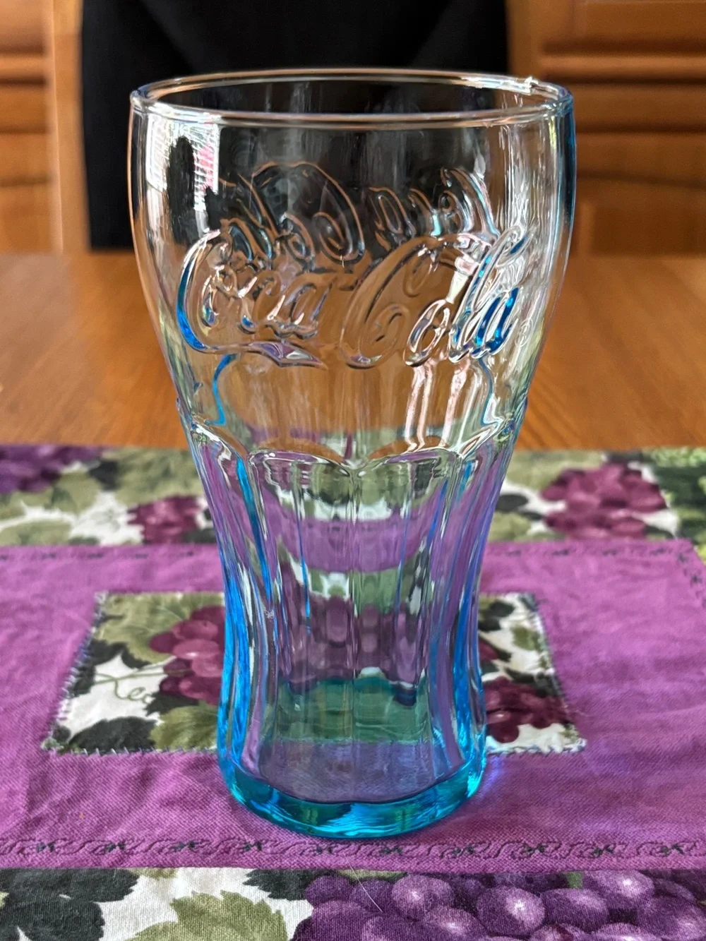 Vintage Coca-Cola Blue-Tinted Embossed Glass